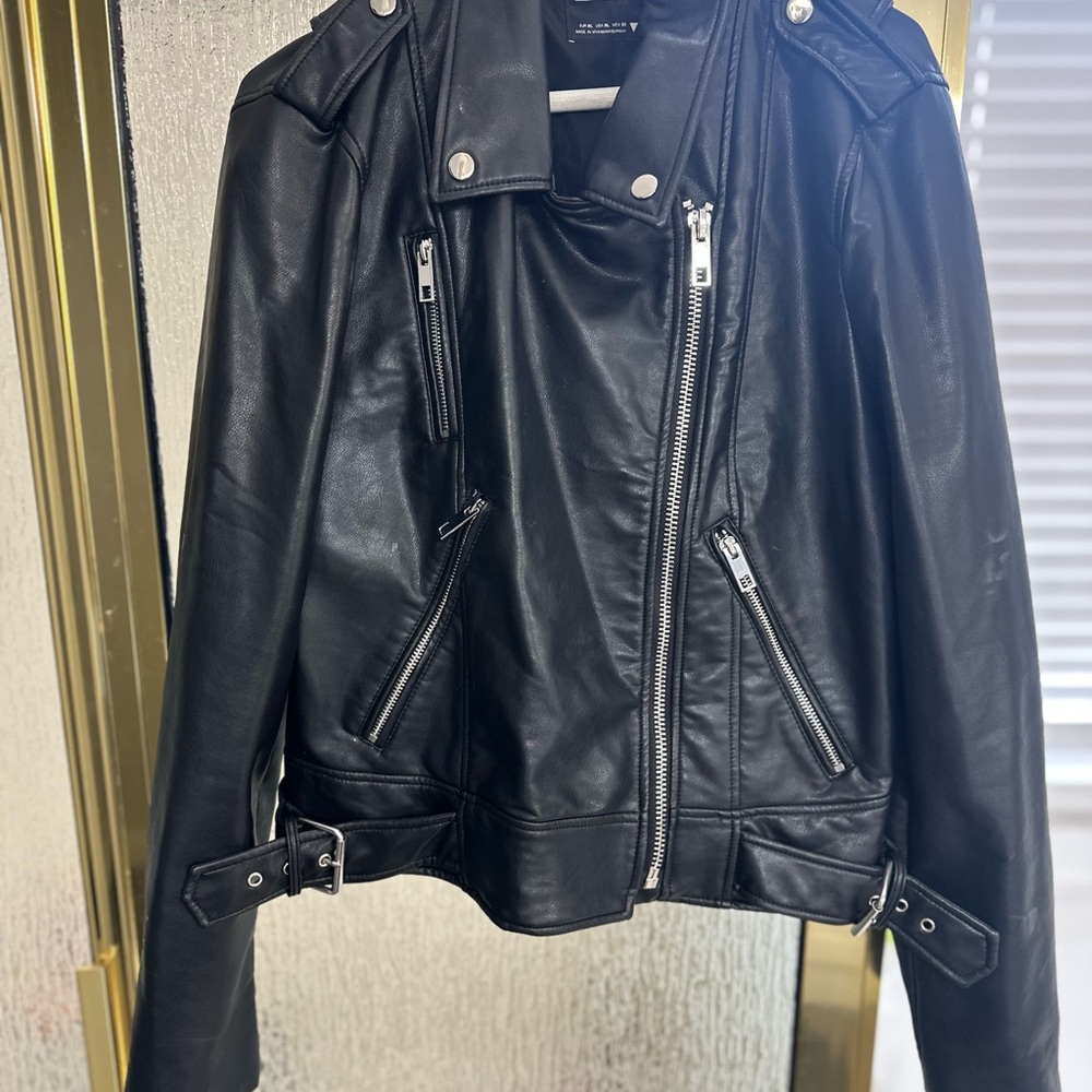 Zara Black Leather Moto Jacket